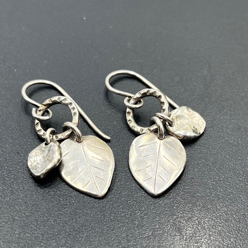 Silpada 925 Israel W1773 Sterling Silver Falling Leaf Leaves DangleEarrings
